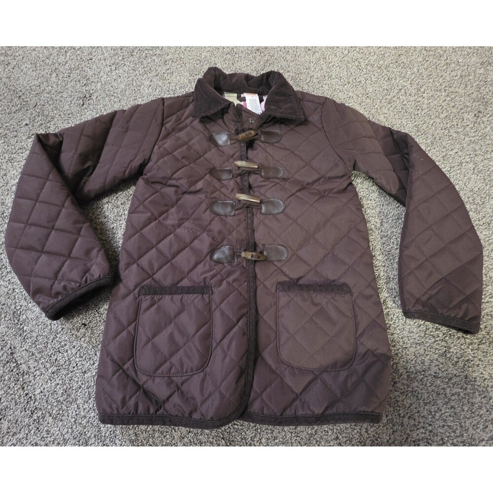 Gymboree Girls  Size 8 Quilted Jacket Brown Toggle Buttons Equestrian Classic